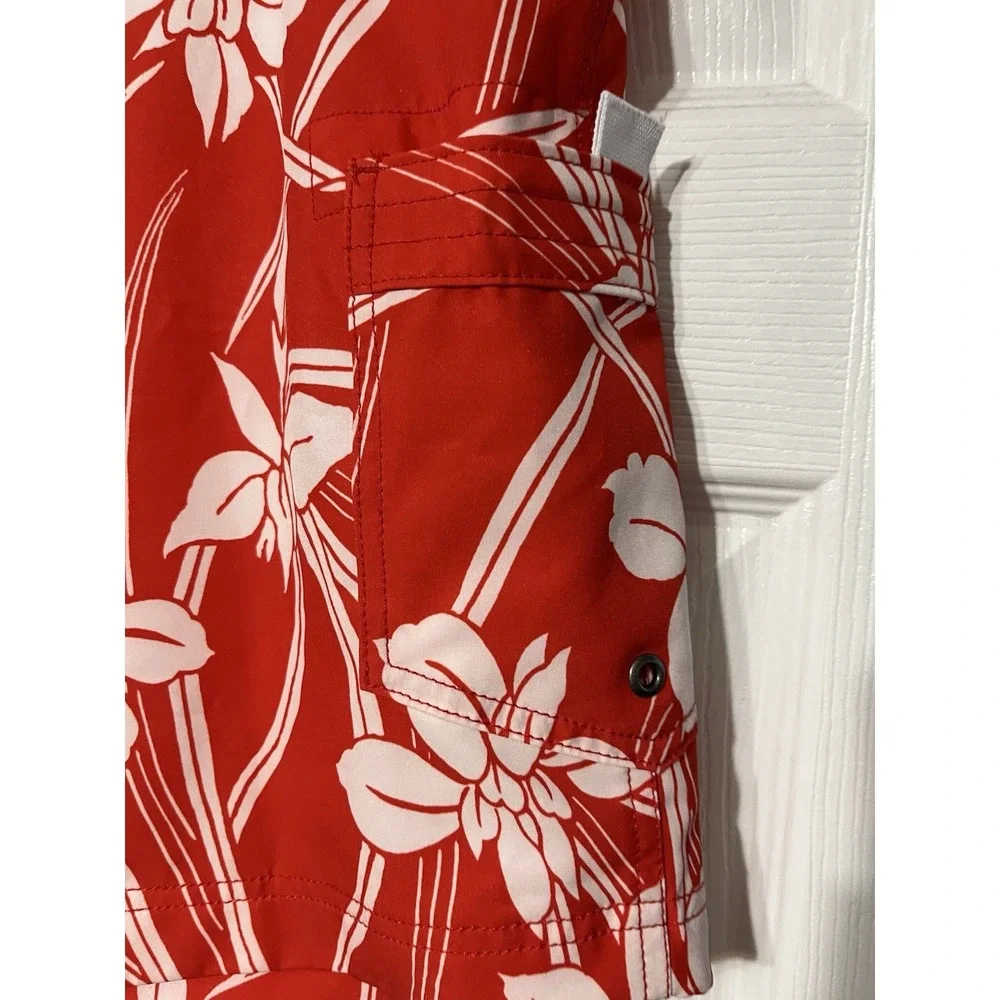 J. Crew Flex Swim‎ Trunks Mens Hawaiian Floral Surf Mesh Lined Drawstring Sz 34